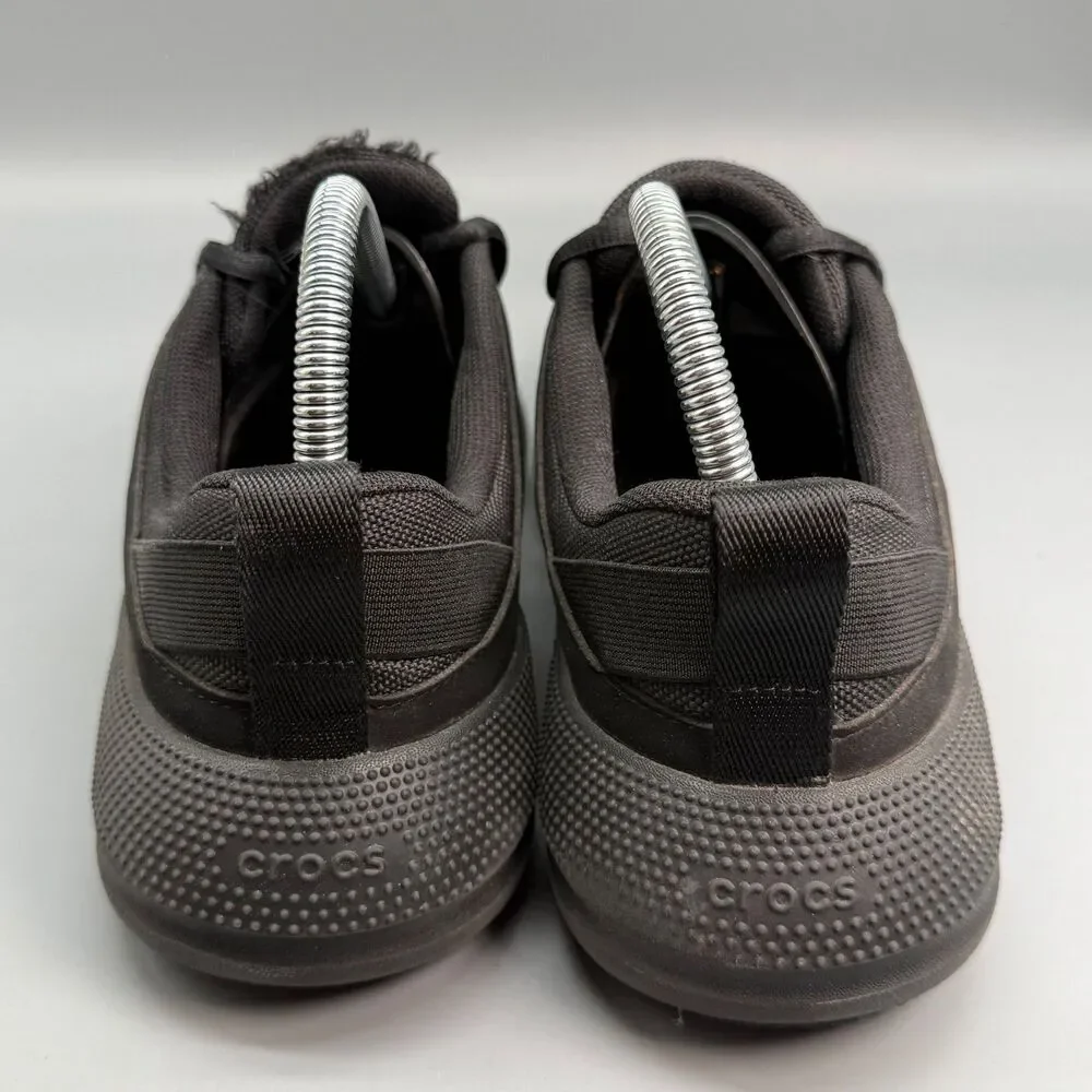 Crocs On the Clock Men's 8 Triple Black Nubuk Lace-Up Breathable Work Sneakers